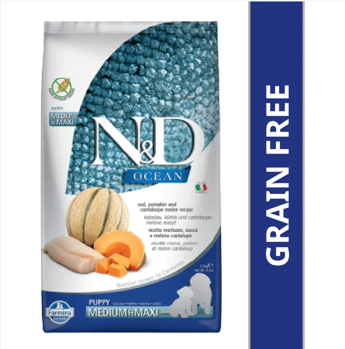 Farmina N&D Ocean Codfish Pumpkin & Cantaloupe Melon Puppy Medium & Maxi Dry Food