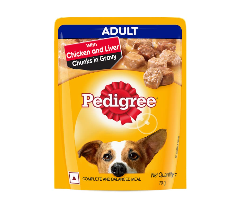 Pedigree Chicken and Liver Chunks in Gravy Adult Dog Wet Food (70g)