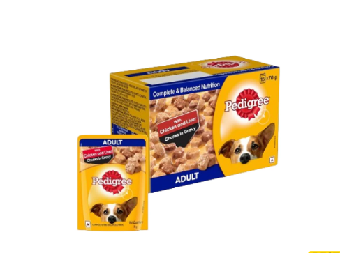 Pedigree Chicken and Liver Chunks in Gravy Adult Dog Wet Food (70g)