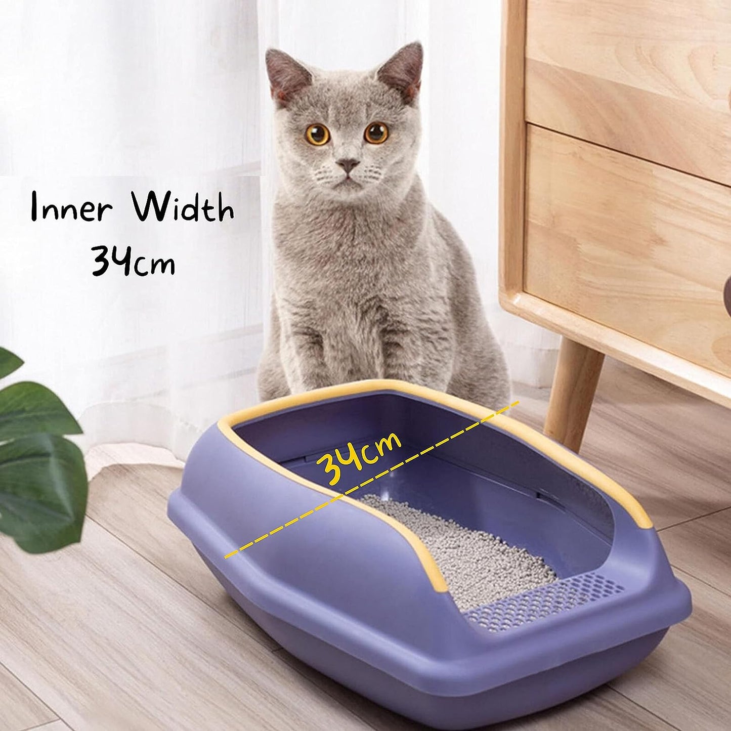 Foodie Puppies Cat Litter Tray with Rim (Large), with Litter Scoop | Toilet Training Your Kitten and Puppies | Cat Litter Tray for Cat Breeds (50 × 29 × 20 cm )