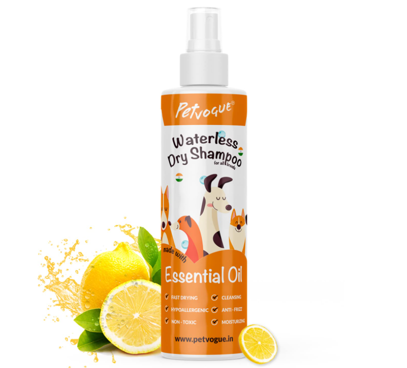 PetVogue Dog Dry Shampoo Bath - Dog Natural Waterless Spray Shampoo (Made In India) 200ml