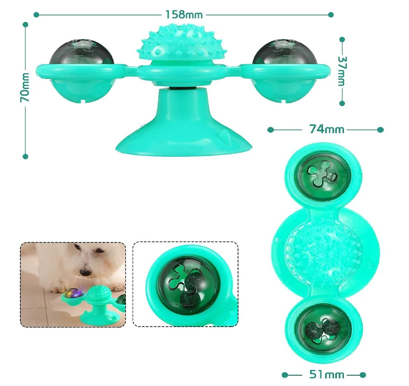 Pettrends Interactive Cat Toy with Suction Cup Brush Wall Mount Cat Spinner