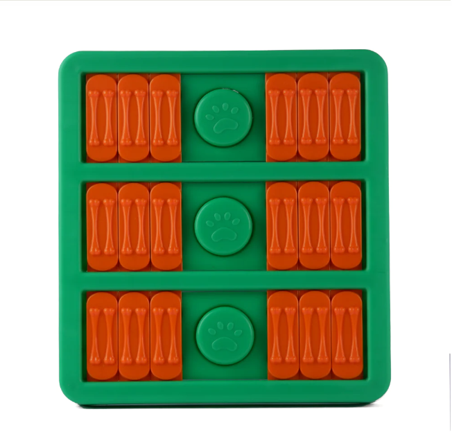 Pettrends Slow Feeder Rectangle Shaped Interactive Toy for Dogs (Green/Orange)