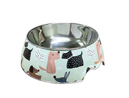 Pettrends Trifle Pattern Melamine & Stainless Steel Dogs and Cats Feeding and Bowl