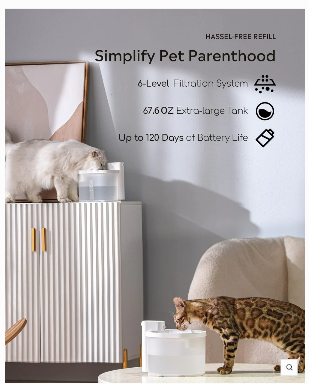 Uah Pet ZERO Wireless And Automatic Cat Water Fountain