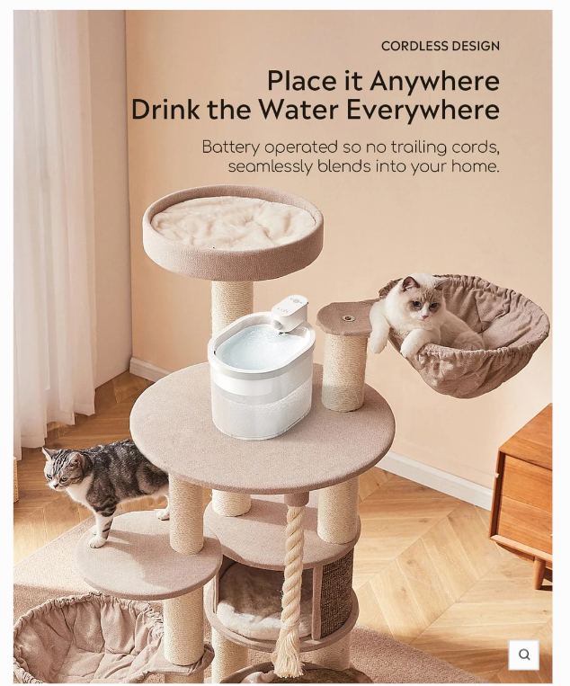 Uah Pet ZERO Wireless And Automatic Cat Water Fountain